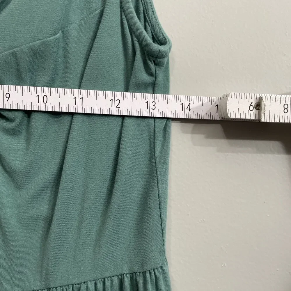 J.Crew Women's Green Maxi Dress Large Sleeveless Front Knot Jersey Summer Casual